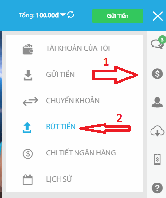 Thực hiện lệnh rút tiền fun88
