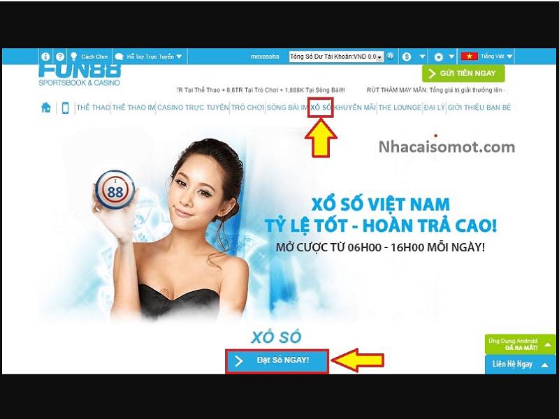 Hướng dẫn tham gia xổ số online fun88