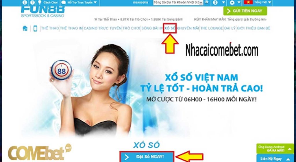 Cách chơi xổ số Fun88 trực tuyến