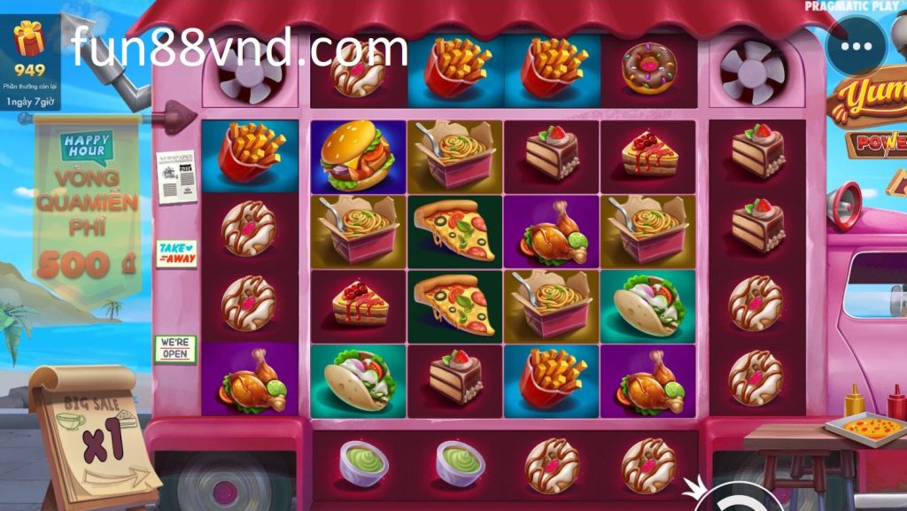 Một số biểu tượng và tính năng của Yum Yum Powerways Fun88